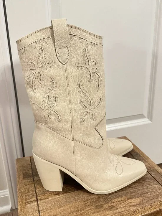 VINCE CAMUTO Alisah Square Toe Western Boot in Rich Cream Size US 9 - Picture 4 of 8
